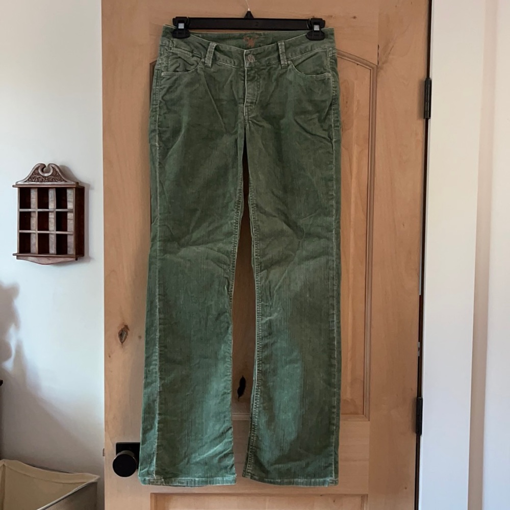Worn Green Corduroy Jeans